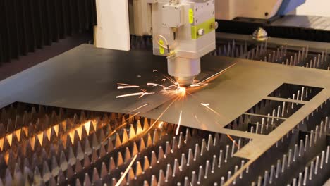 cnc laser cutting of metal, modern industrial technology.