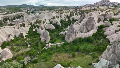stunning aerial view of cappadocia's unique rock formations in turkey