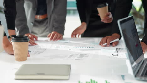 business people, hands and documents in meeting