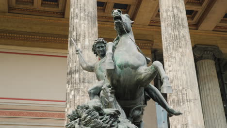 sculpture of a rider with spear and defeated lion 03