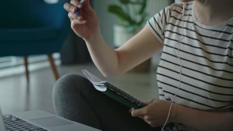 video of young woman during e-learning at home