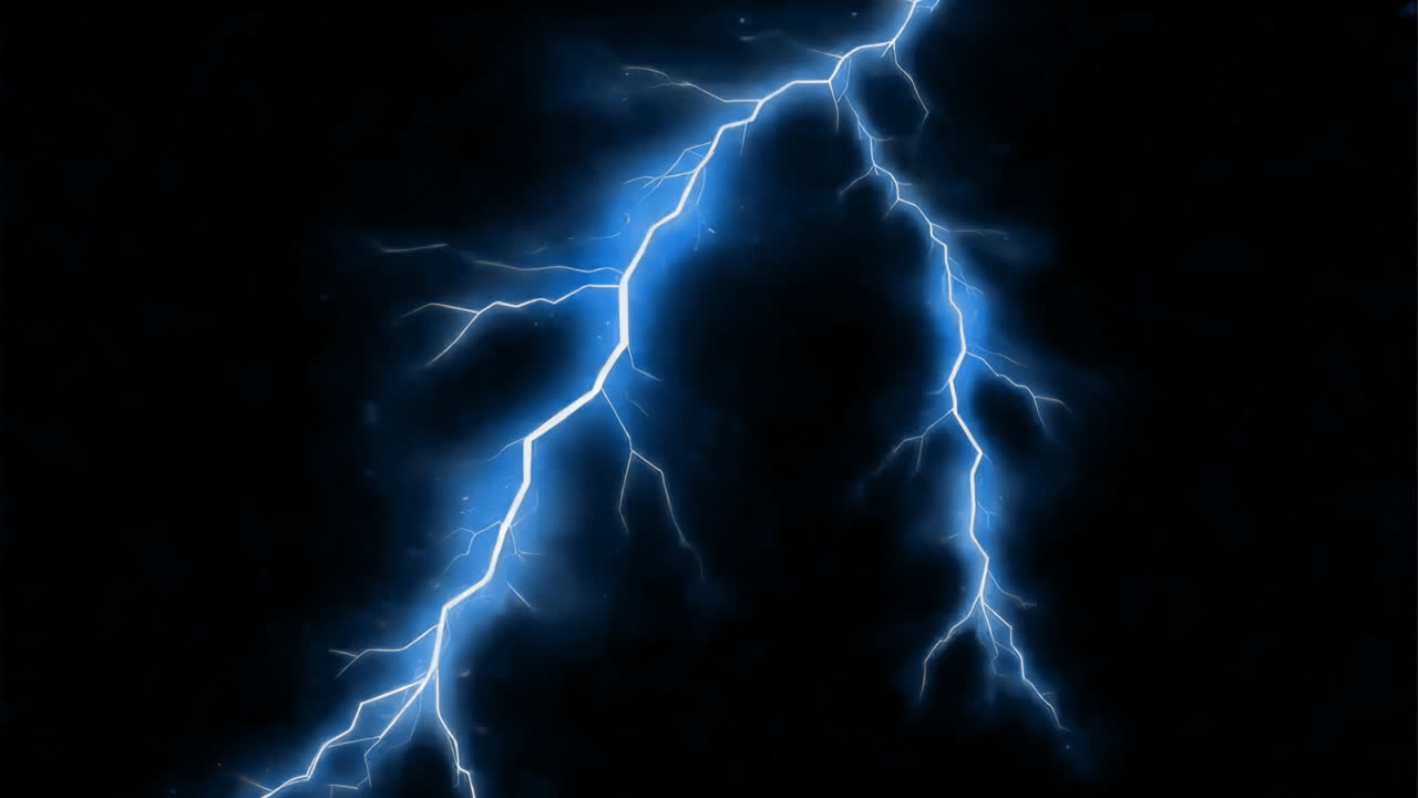 Blue lightning animated overlay, transparent 4K video, alpha channel, ProRes 4444