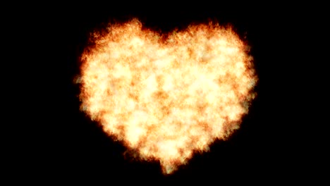 el corazón ardiente aislado sobre un fondo negro. un bucle sin costuras.