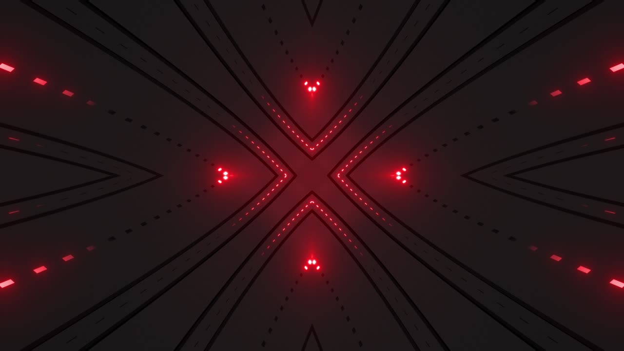 Abstract Red Glowing Light Tunnel