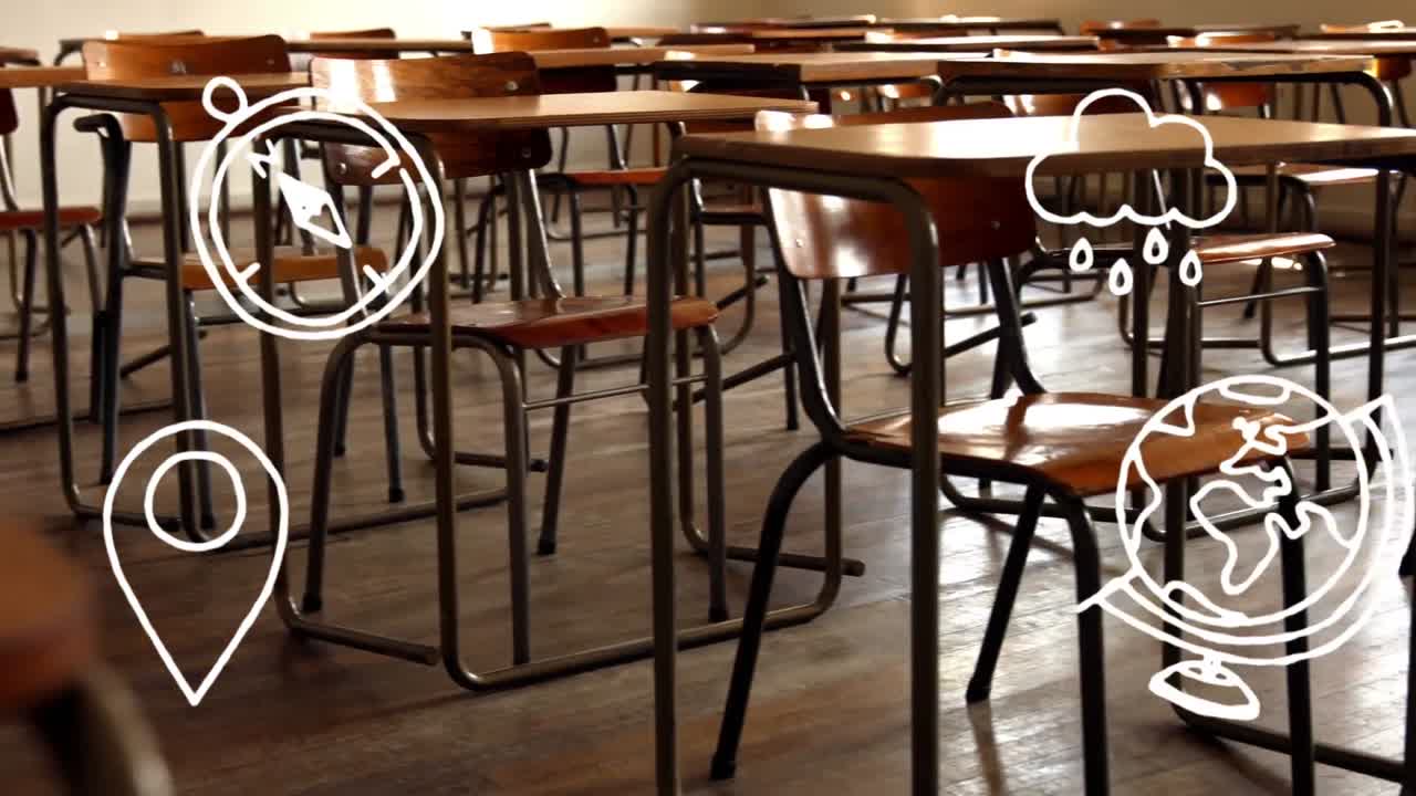 비어있는 교실에 대한 학교 개념 아이콘