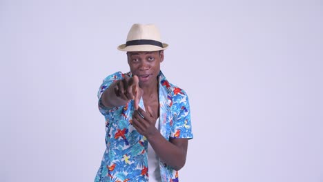 young handsome african tourist man ready for vacation