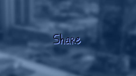 Animation-of-share-text-with-arrows-over-out-of-focus-cityscape