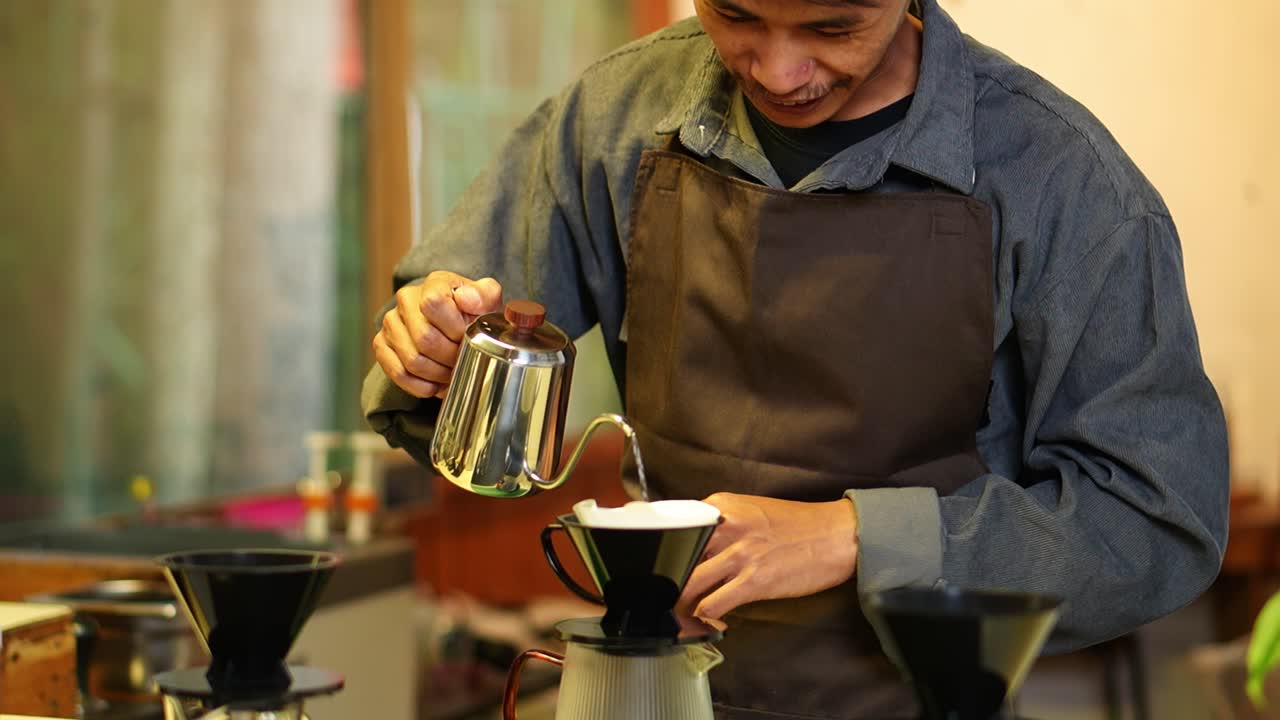 Barista Making Pour Over Coffee
