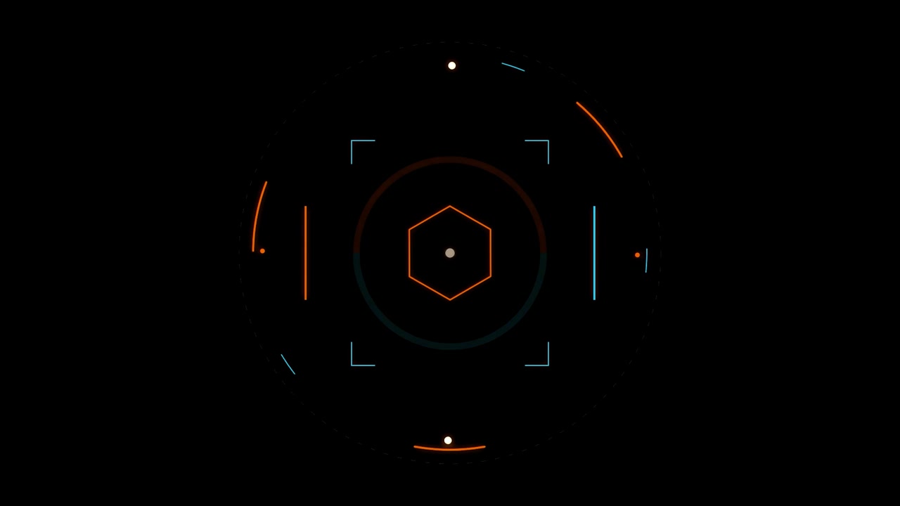 Abstract Digital HUD Interface with Rotating Geometric Elements