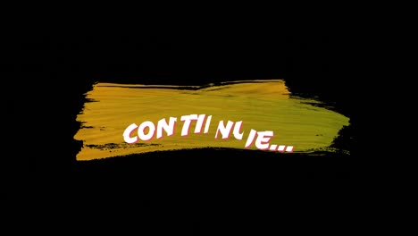 animation of continue text over abstract shapes on black background