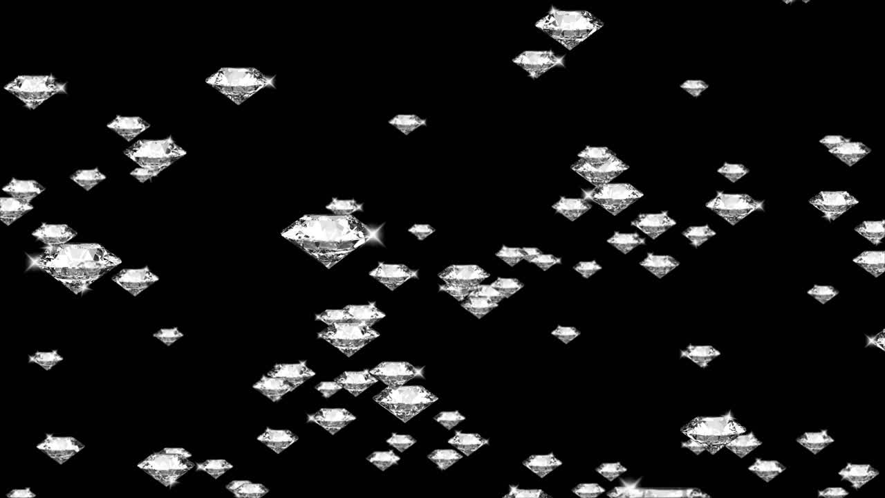 3d falling diamonds with shining edges on lilac loop background green screen luxury living bright