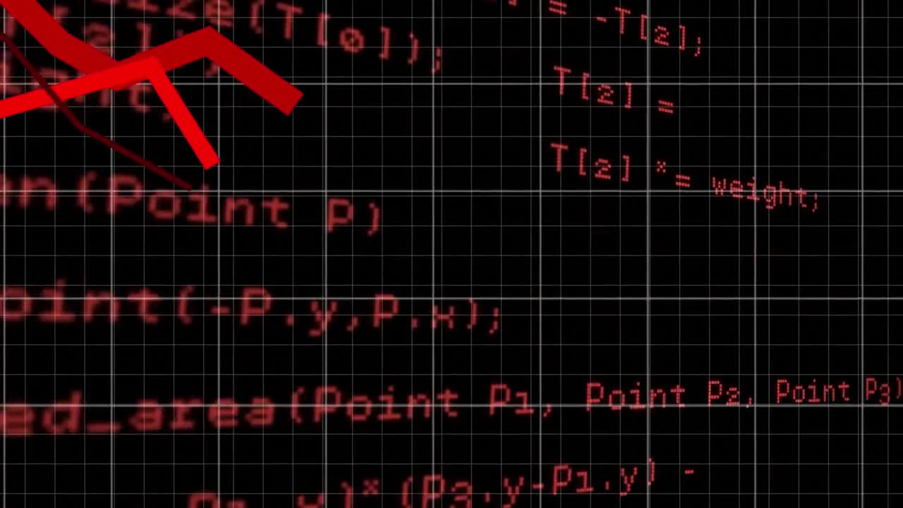 gráficos rojos que se mueven contra el procesamiento de datos