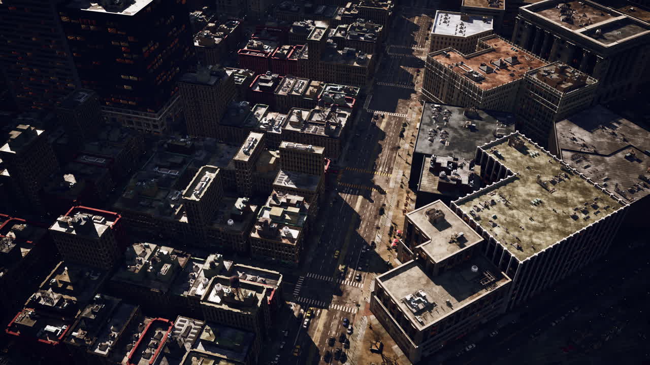 높은 건물 들 이 있는 도시 의 공중 에서 볼 수 있는 모습