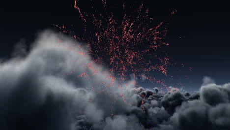 fireworks in the clouds