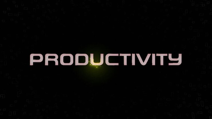 Elektrisk, blinkende PRODUKTIVITET, animeret grafik i hvid, gul og sort