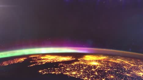 earth at night from space with aurora