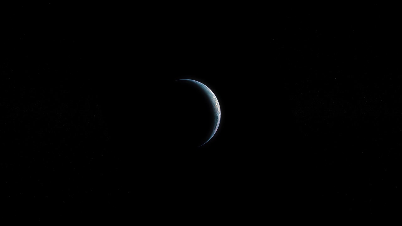 Crescent Earth Glowing in Darkness Against a Starry Space Background