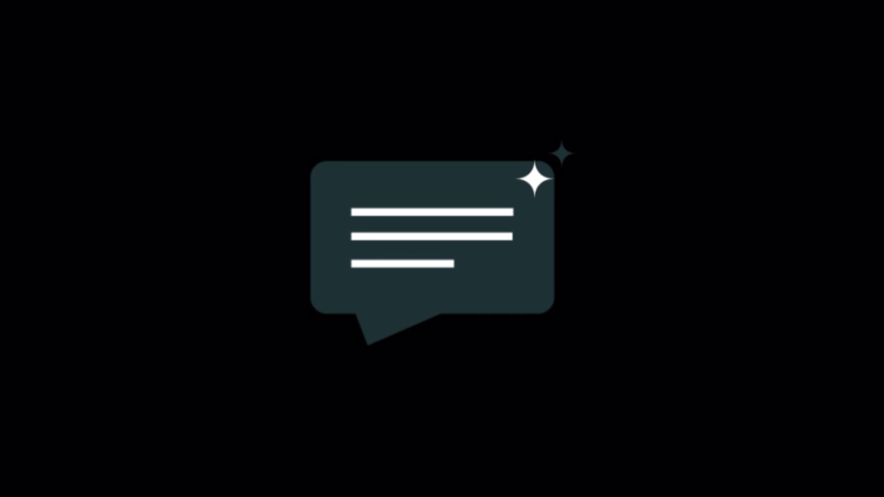 Animated Speech Bubble Icon with Twinkling Stars on Black Background