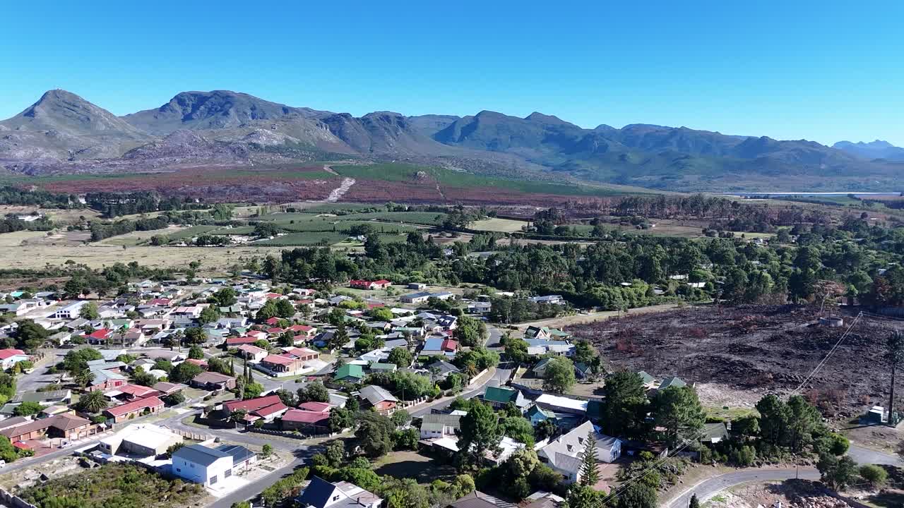 Drone shot of a Grabouw suburb in Cape Town South Africa
