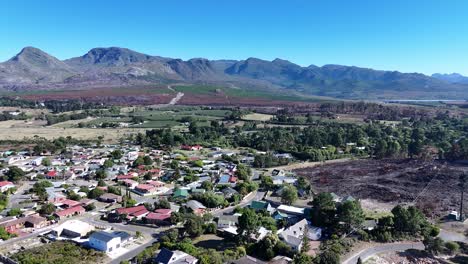 drone shot of a grabouw suburb in cape town south africa