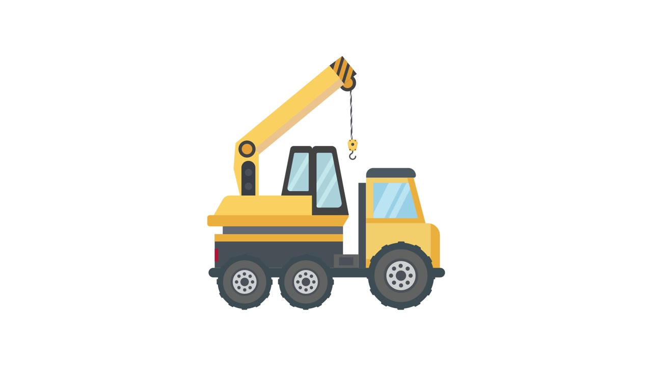 Animated Crane Truck Assembling and Driving