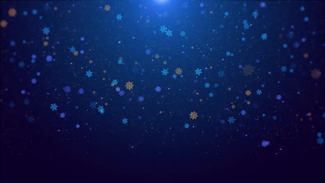 magical snowfall blue golden snowflakes drifting over starry night sky for holiday videos festive
