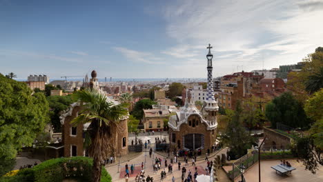 timelapse of the barcelona skyline shot from parc guell.