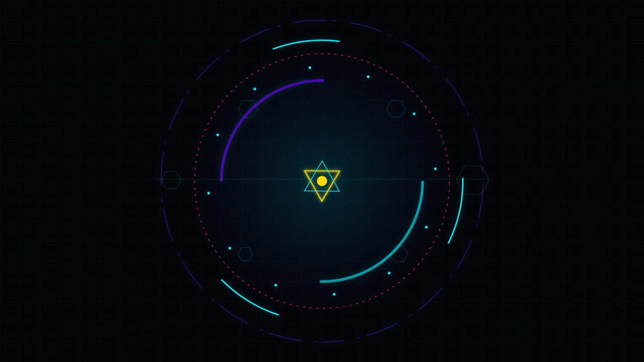 Abstract Digital HUD Interface with Rotating Geometric Star