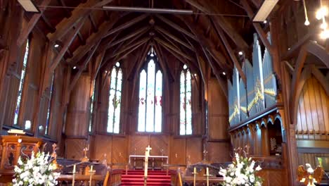 shot of religious chapel or funeral home for funeral service