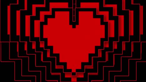 pixel hearts appearing on black background