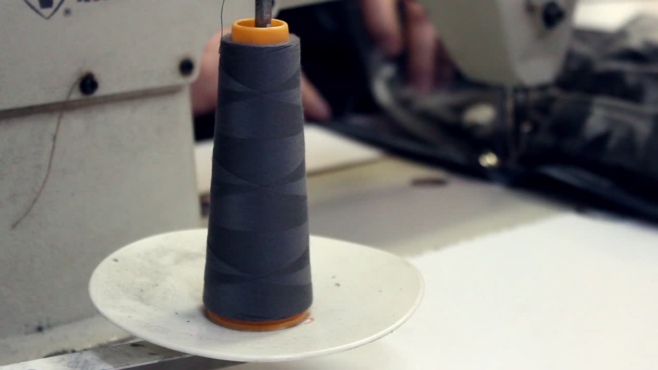 바느질 기계 의 옷감 의 클로즈업