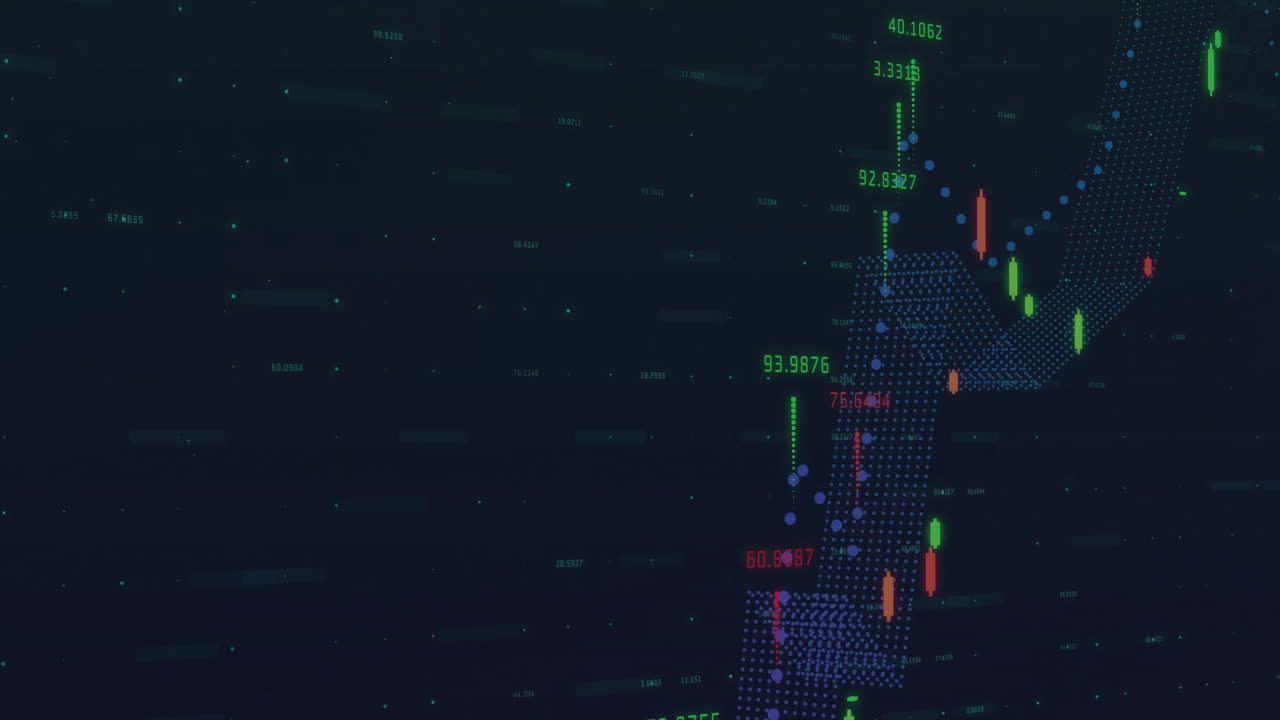 animación del procesamiento de datos sobre un fondo negro