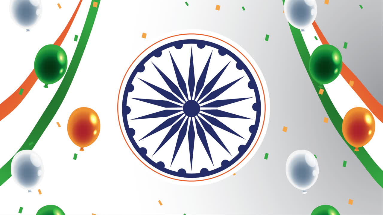 день независимости индии с ашокой чакра и воздушными шарами гелия