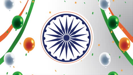 india independence day with ashoka chakra and balloons helium