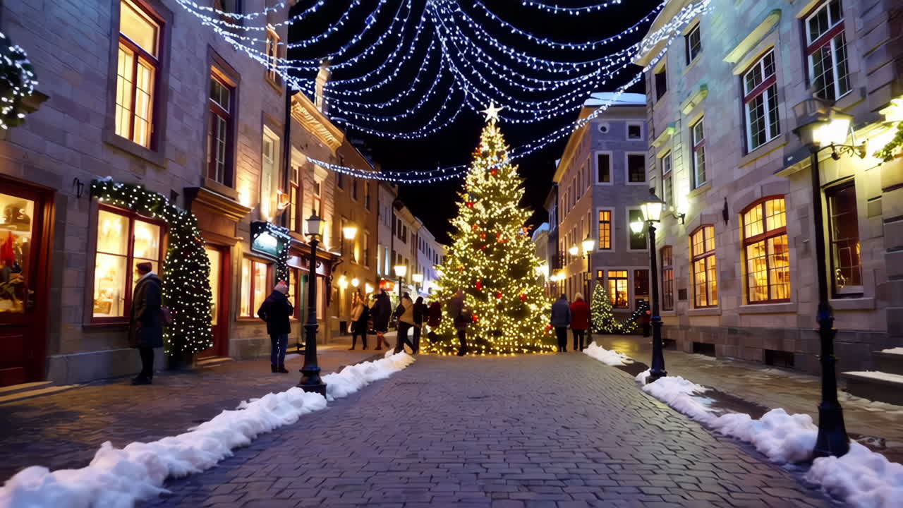 Christmas in a historic European city street