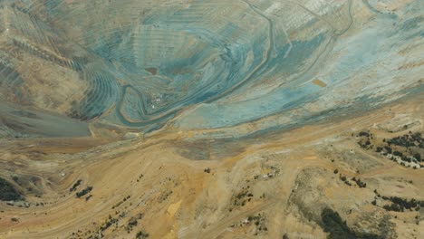 looking into bingham copper mine - the largest open pit mine in the world - aerial parallax