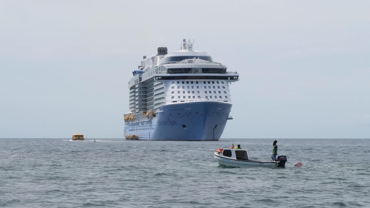 Cruise ship anchored at Mystery Island,Vanuatu.