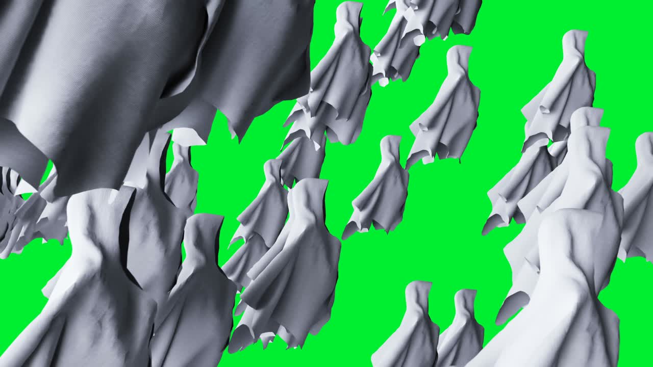 미스터리 공포 유령 애니메이션, 역동적인 후디, 고립, 현실적인 4k 녹색 화면 애니메이션