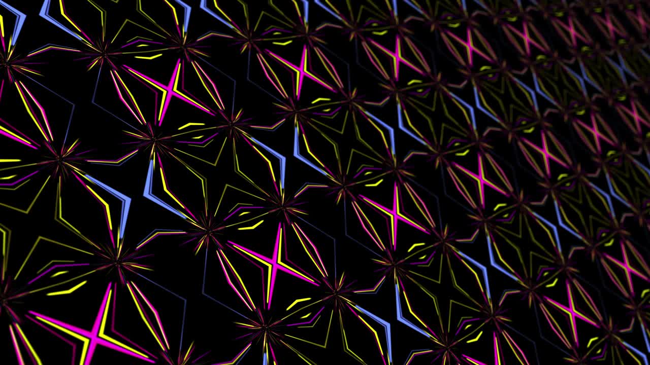Abstract technology futuristic multicolored laser led light lines mosaic endless pattern, stripes on grid. HUD, Futuristic UI. 4K 3D rendering Seamless loop for science technology business background.
