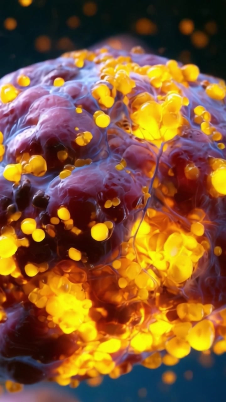 Un'esplorazione ravvicinata di sfere vibranti: uno sguardo dettagliato a strutture organiche con colori e texture in evoluzione.