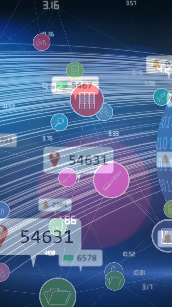Animazione di icone di social media su sfondo blu