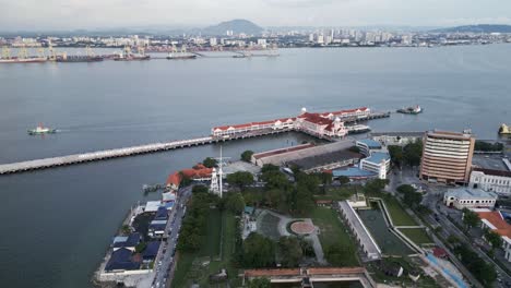 aerial view of penang port and cityscape