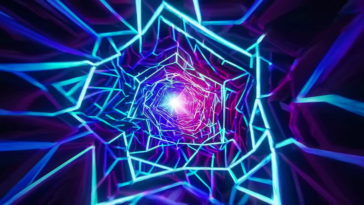 arte fractal de túnel de neón brillante