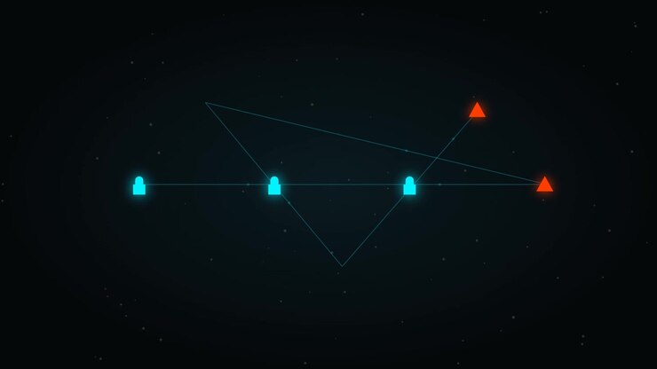 Abstract Digital Network Connection with Glowing Geometric Shapes