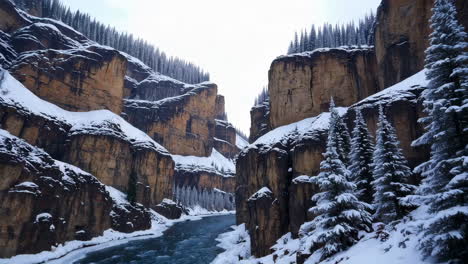 winter wonder in a mountain canyon