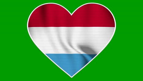 luxembourg heart love flag loop - realistic 4k flag waving in the wind