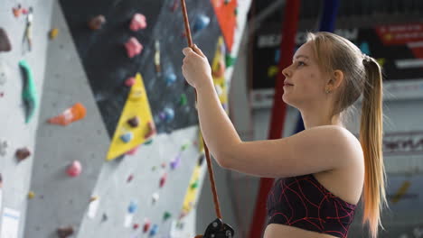 athlete in a climbing wall centre