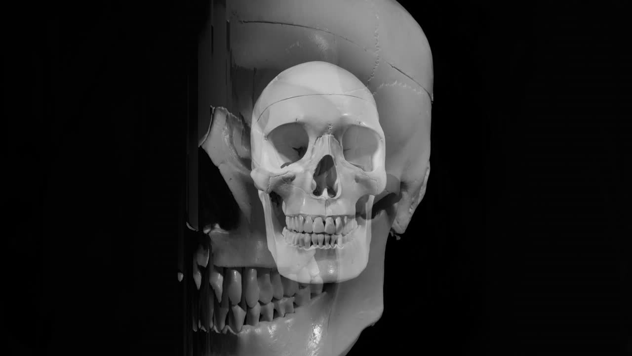 череп человека становится черным.