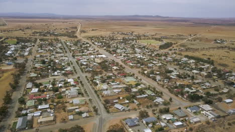 drone view over small outback town of orroroo, south australia