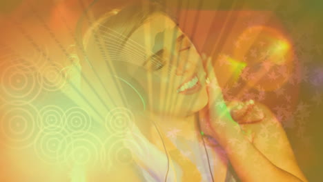 digital animation showing smiling disco jockey mixing music in pub 4k